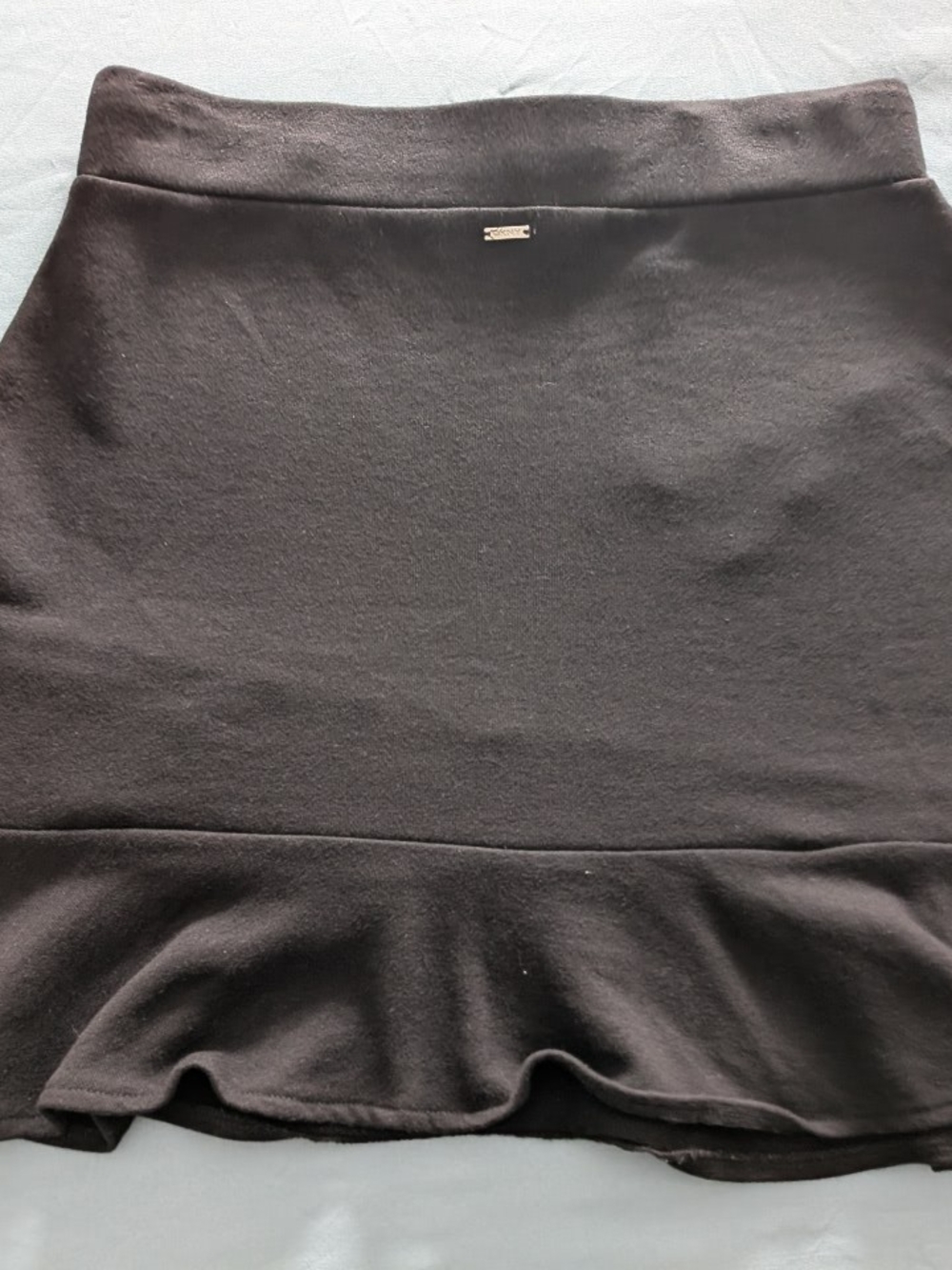 DKNY Black Ruffle-Hem Mini Skirt